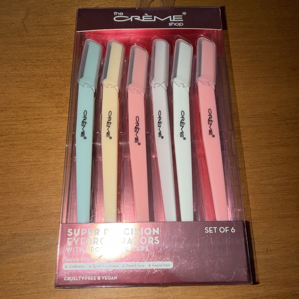 NEW The Creme Shop Super Precision Eyebrow Razors‎ Set Of 6 Multicolor